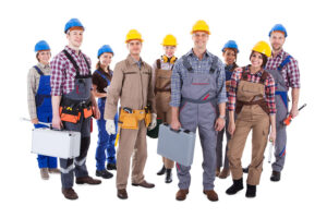 Large group of diverse workers